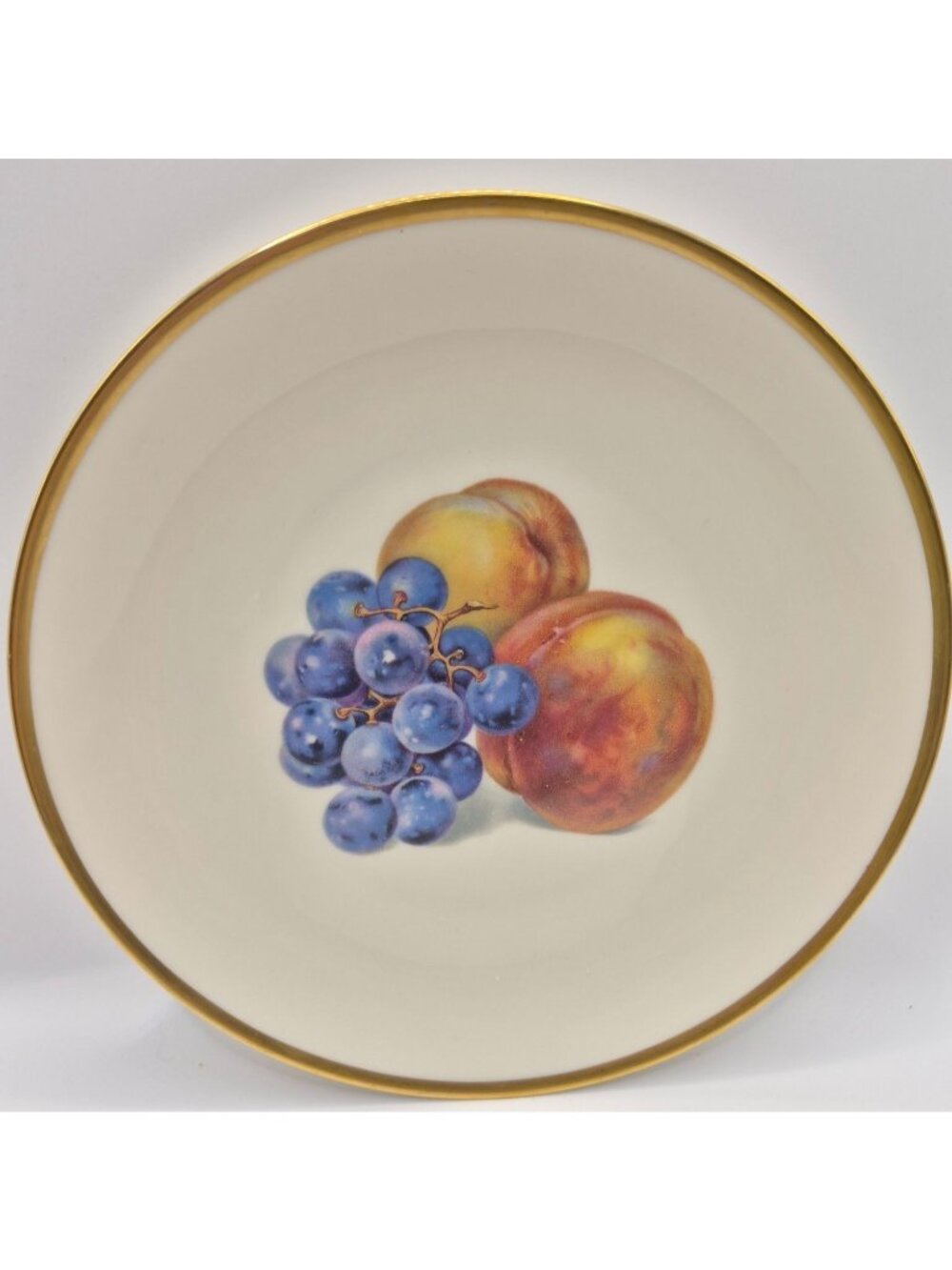 Thomas Ivory Bavaria Fruit Motif Plate 7.5" With Gold Rim Grapes  Peaches Design